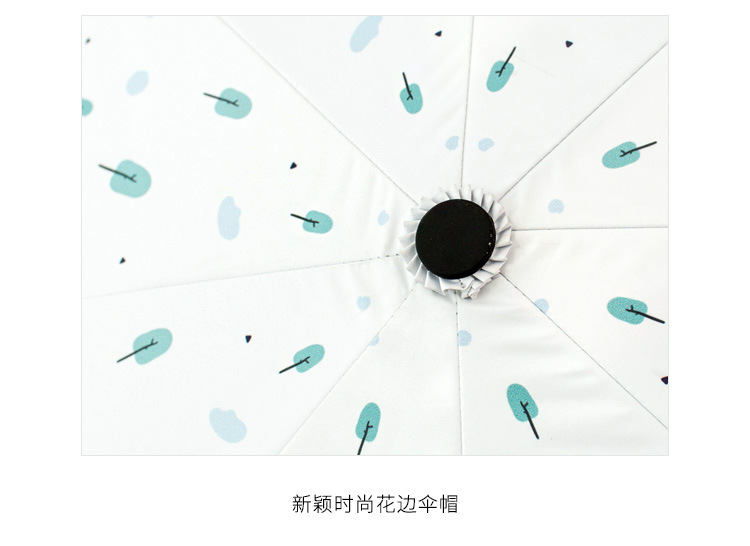 Cross-Border Korean Fresh Vinyl Triple Folding Umbrella Folding Rain Umbrella UV-Proof Sun Umbrella for Women