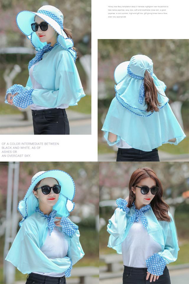 Summer Hat Female Sun Protection Hat Female Sun Hat Female Cycling UV Proof Cap Female Shawl Wide Brim Protective Mask