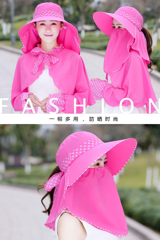 Summer Hat Female Sun Protection Hat Female Sun Hat Female Cycling UV Proof Cap Female Shawl Wide Brim Protective Mask
