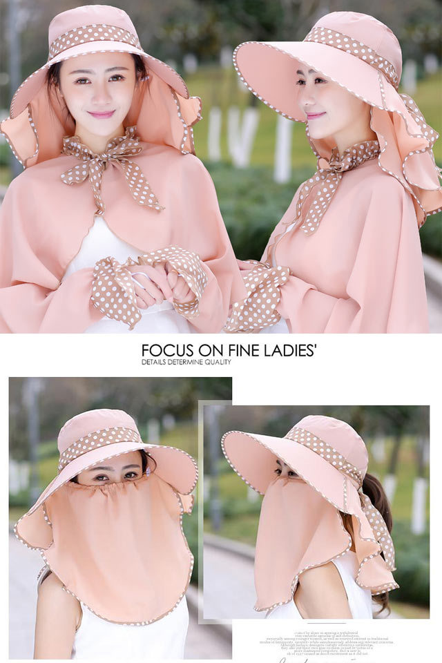 Summer Hat Female Sun Protection Hat Female Sun Hat Female Cycling UV Proof Cap Female Shawl Wide Brim Protective Mask