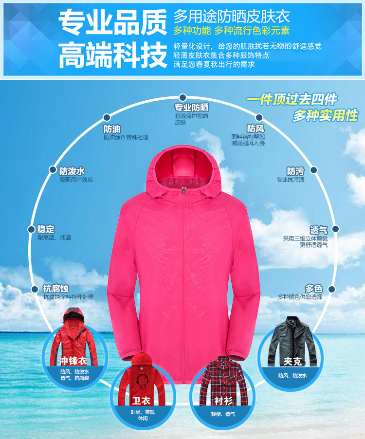 Wholesale Outdoor Skin Windbreaker UV Protection Sun Protection Clothing for Women Lightweight Breathable Fishing Sun-Proof Clothes Men Wind Shield