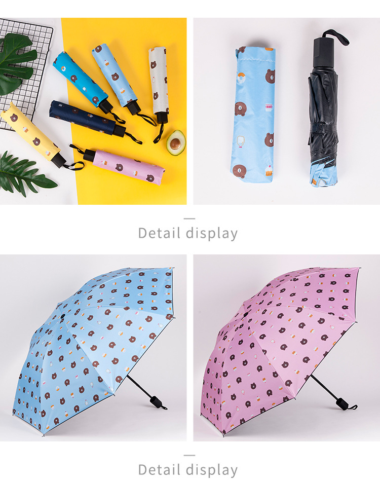 Umbrella Black Plastic Bear Umbrella UV-Proof Rain-Proof Dual-Use Sun Umbrella Gift AdvertisingUmbrella Custom Logo Spot Umbrella Black Plastic Bear Umbrella UV-Proof Rain-Proof Dual-Use Sun Umbrella Gift AdvertisingUmbrella Custom Logo Spot