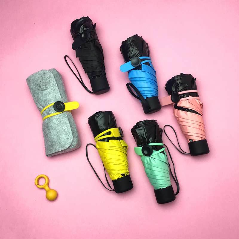 Five-Fold Umbrella Glasses Case Pocket Umbrella Capsule Umbrella UV Flat Handle Umbrella Lightweight UV-Proof Rain-Proof Gift Customization
