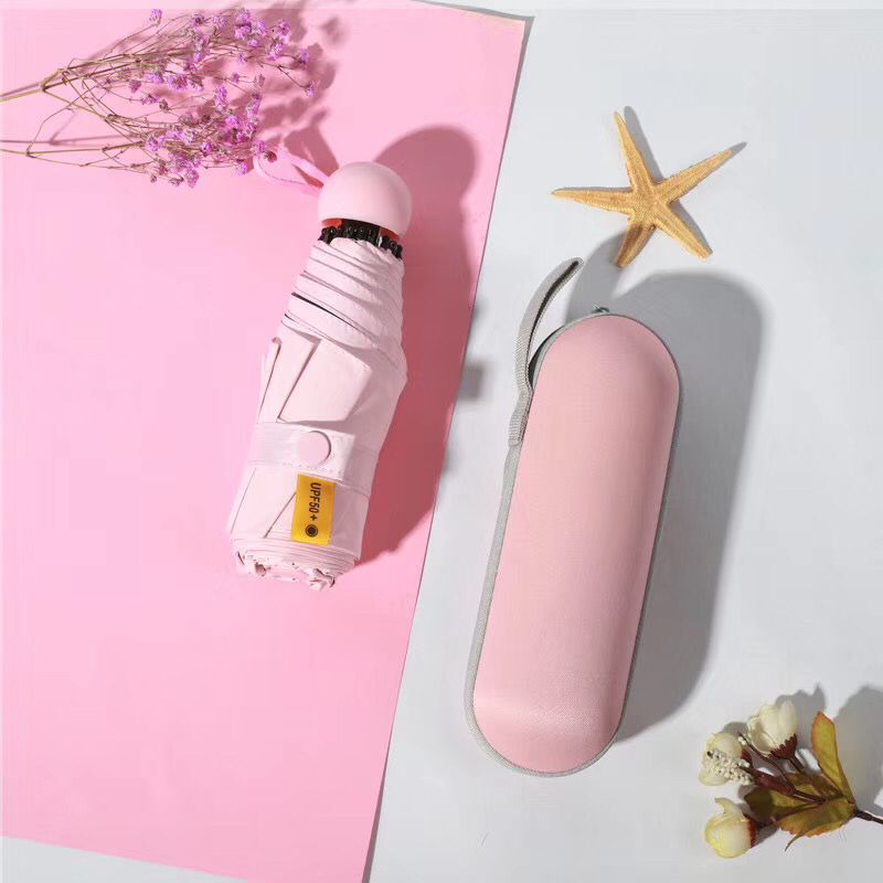 Five-Fold Umbrella Glasses Case Pocket Umbrella Capsule Umbrella UV Flat Handle Umbrella Lightweight UV-Proof Rain-Proof Gift Customization