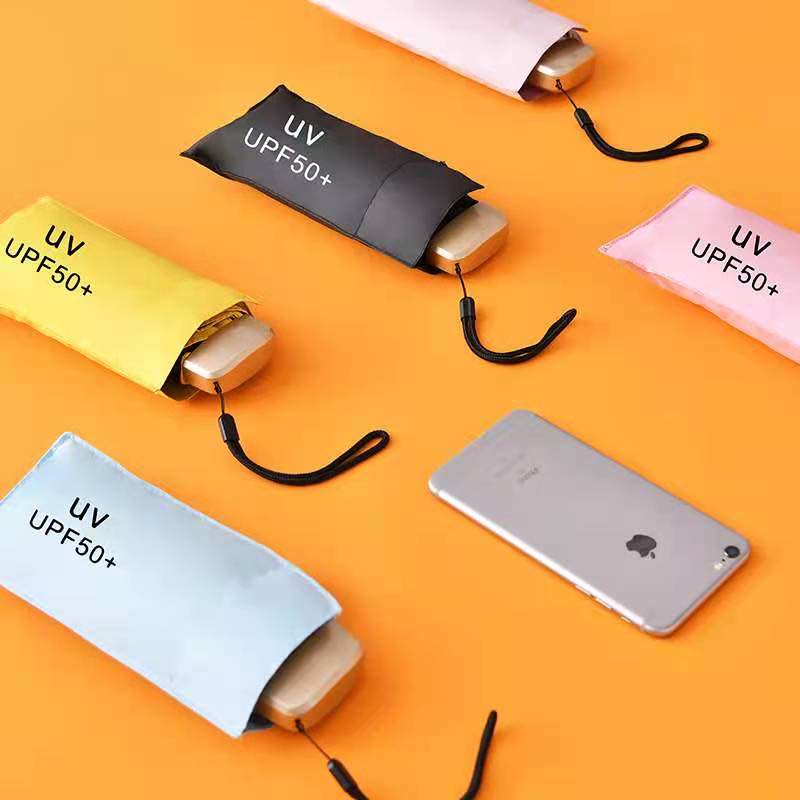 Five-Fold Umbrella Glasses Case Pocket Umbrella Capsule Umbrella UV Flat Handle Umbrella Lightweight UV-Proof Rain-Proof Gift Customization