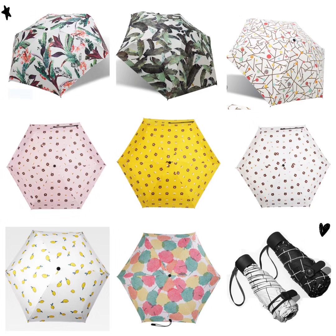 Five-Fold Umbrella Glasses Case Pocket Umbrella Capsule Umbrella UV Flat Handle Umbrella Lightweight UV-Proof Rain-Proof Gift Customization
