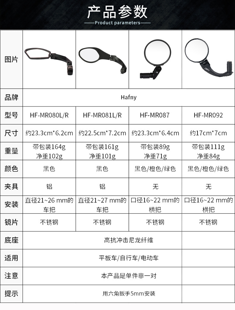 Taiwan Hafny Bicycle Rearview Mirror Mountain Highway Vehicle Foldable Reflector 360 Degrees Rotating Cycling Fixture Taiwan Hafny Bicycle Rearview Mirror Mountain Highway Vehicle Foldable Reflector 360 Degrees Rotating Cycling Fixture