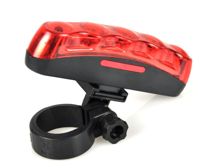 Factory Direct Sales Bicycle 5led Strip-Style Taillight Mountain Bike Safety Alarm Lamp Cycling Fixture