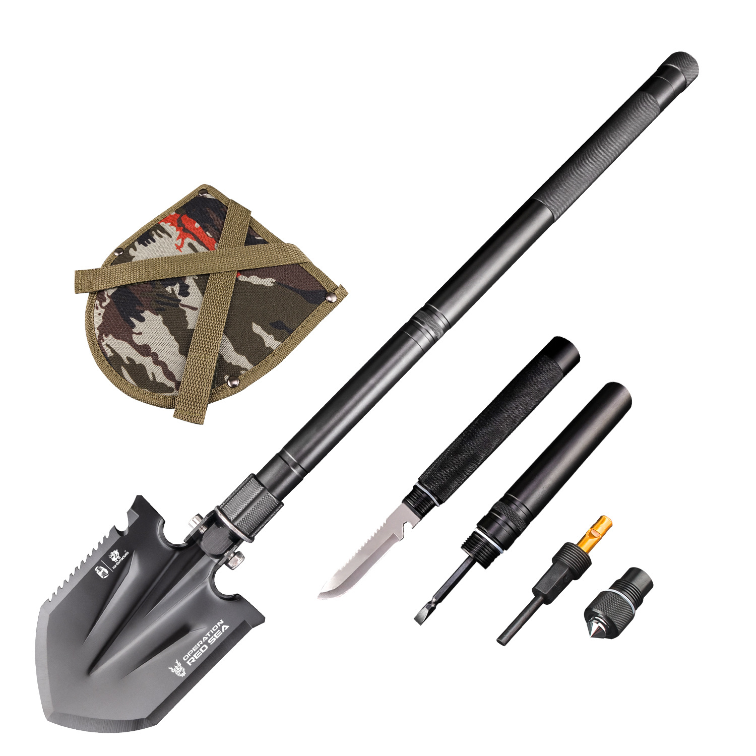 HX Outdoors China Shovel Outdoor Car Multifunction Folding Spade Military Shovel Manganese Steel Military Shovel Military Version Original Product