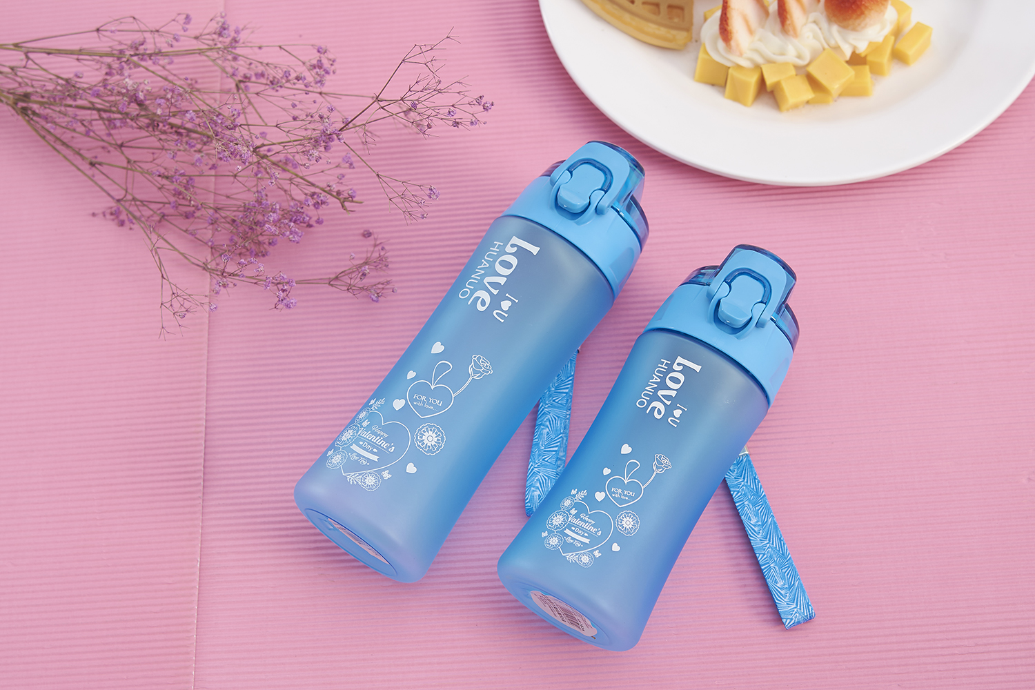 Outdoor space cup 450ML plastic portable cover love sea sports cup