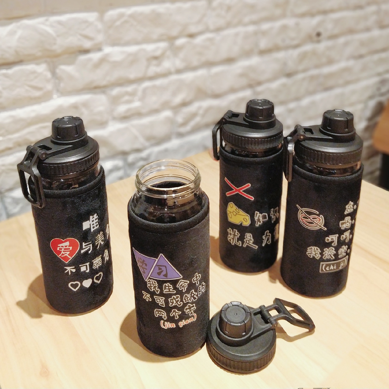 Manufacturers direct creative student water cup tide language cloth set anti-hot glass large capacity sports cup wholesale customization Manufacturers direct creative student water cup tide language cloth set anti-hot glass large capacity sports cup wholesale customization