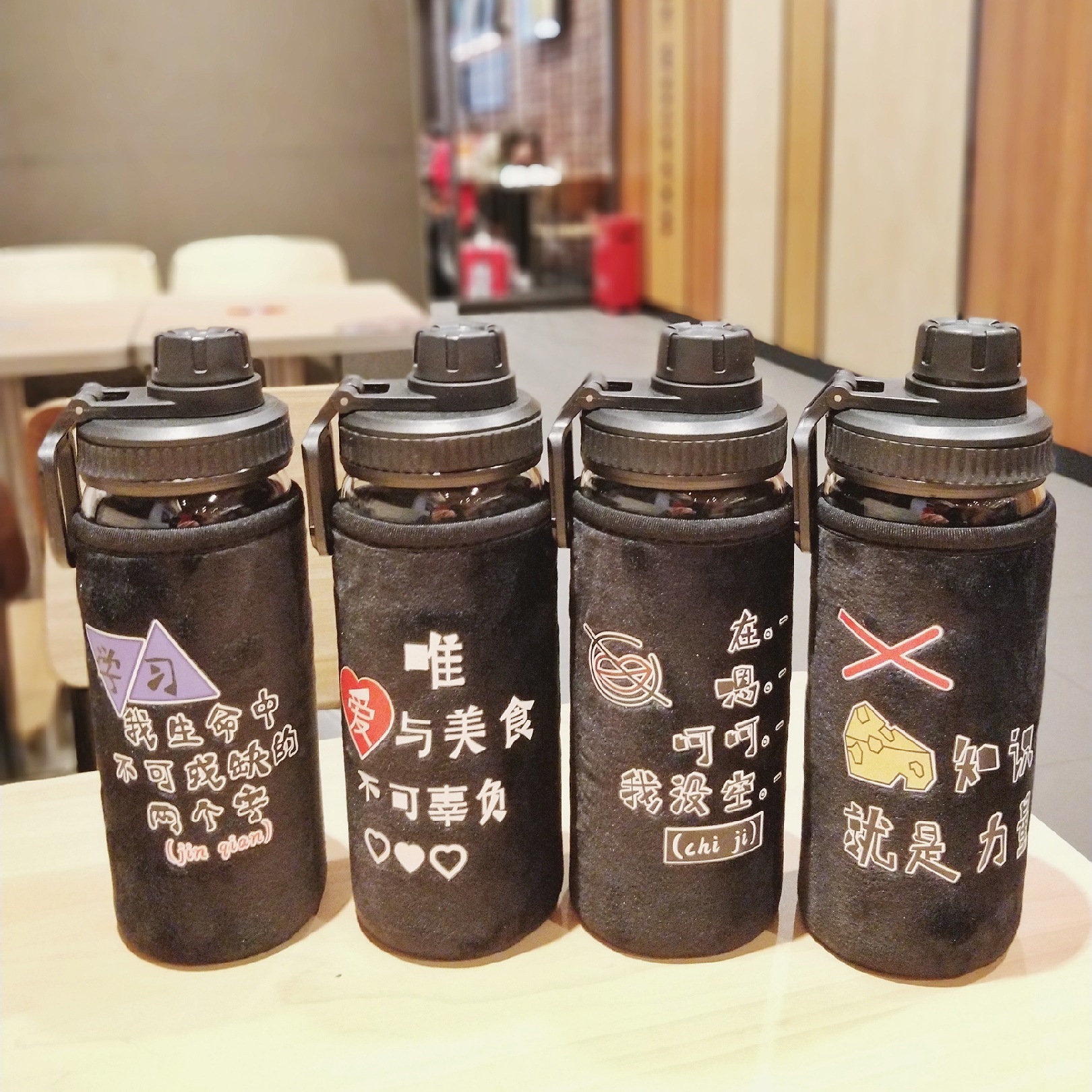 Manufacturers direct creative student water cup tide language cloth set anti-hot glass large capacity sports cup wholesale customization Manufacturers direct creative student water cup tide language cloth set anti-hot glass large capacity sports cup wholesale customization