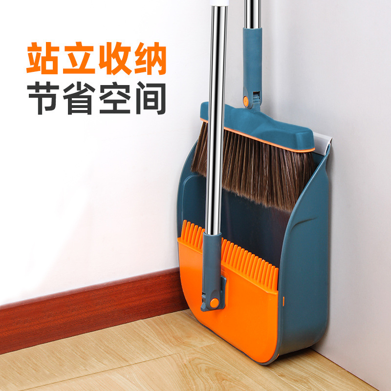 Stand-Able Folding Broom Set Wholesale Broom Dustpan Combination Sweeping Broom Household Plastic Garbage Shovel Delivery