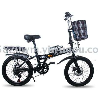 Folding bicycle folding bicycle 20 inches with back seat disc brake car basket kettle-stand Folding bicycle folding bicycle 20 inches with back seat disc brake car basket kettle-stand