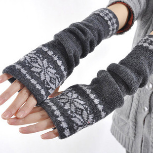 Snowflake long dual-use half-finger glove cuff feet fall/winter gloves