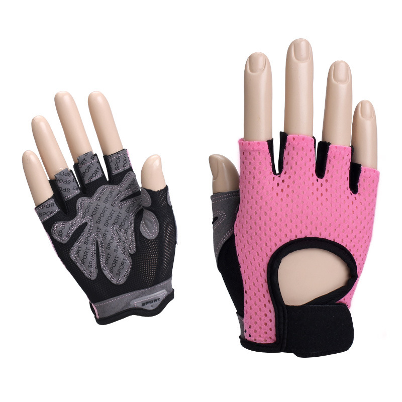 Half-Finger Fitness Gloves Women's Training Gym Dumbbell Yoga Non-Slip Sports Riding Butterfly Mesh Breathable Thin