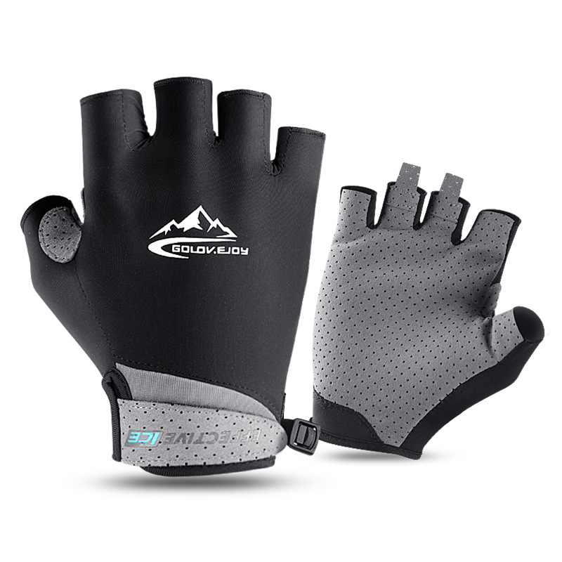Half-Finger Gloves for Riding Golf Outdoor Sports Sun Protection Summer Fishing Sweat-Absorbent Breathable Ice Silk Cold Feeling Breathable Long Sleeve
