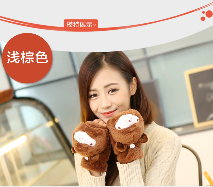 Winter new half-finger gloves creative cute hand-drawn gloves cartoon gloves garment accessories supplies wholesale