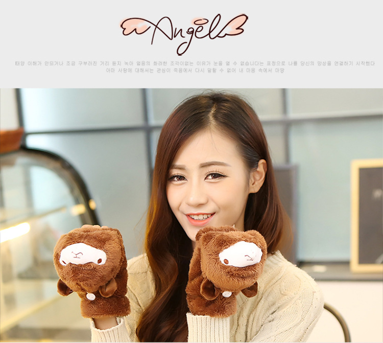Winter new half-finger gloves creative cute hand-drawn gloves cartoon gloves garment accessories supplies wholesale