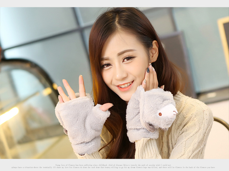 Winter new half-finger gloves creative cute hand-drawn gloves cartoon gloves garment accessories supplies wholesale