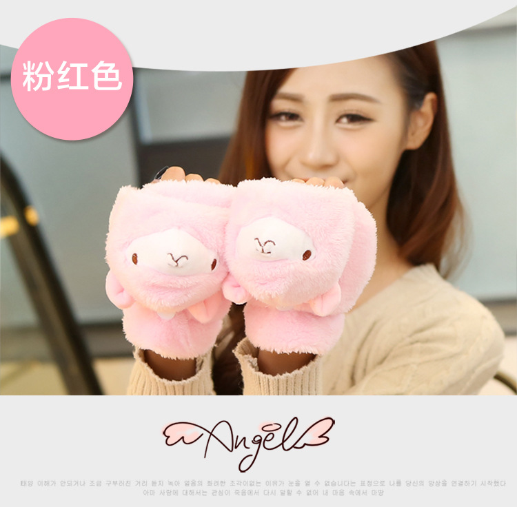Winter new half-finger gloves creative cute hand-drawn gloves cartoon gloves garment accessories supplies wholesale
