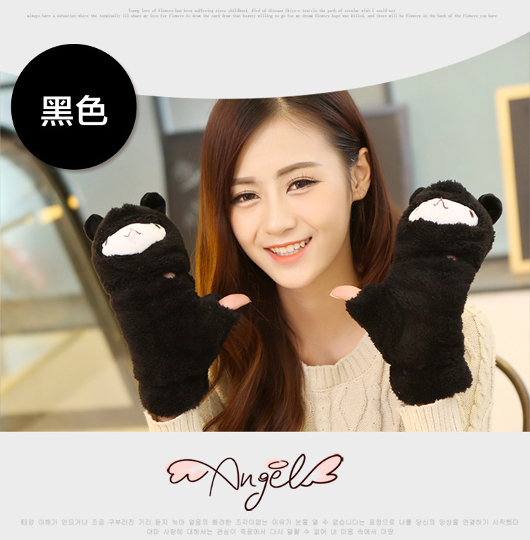 Winter new half-finger gloves creative cute hand-drawn gloves cartoon gloves garment accessories supplies wholesale