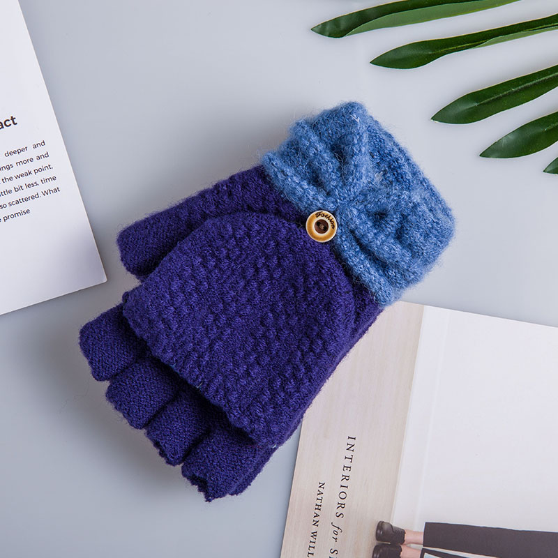 Gloves flip bow-tie Korean version of warm gloves half-finger gloves manufacturers direct