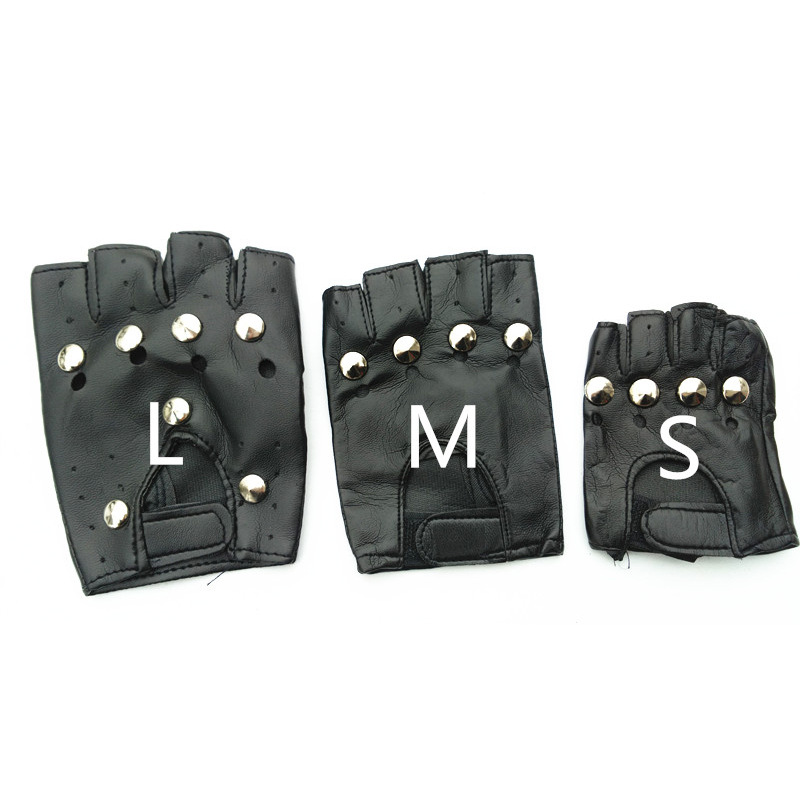 A: Children&#039;s leather gloves White Children&#039;s half-finger show stage gloves street break dancing gloves