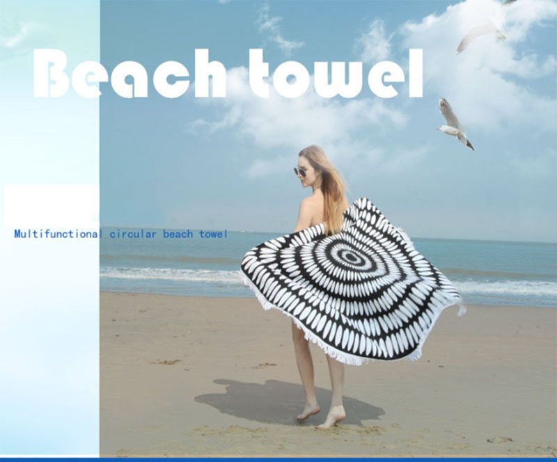 White Black Circle Design Round Beach Towel OEM Supplier Bath Towel Shawl for Wholesale White Black Circle Design Round Beach Towel OEM Supplier Bath Towel Shawl for Wholesale