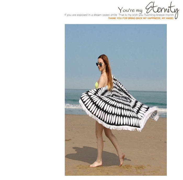 White Black Circle Design Round Beach Towel OEM Supplier Bath Towel Shawl for Wholesale White Black Circle Design Round Beach Towel OEM Supplier Bath Towel Shawl for Wholesale