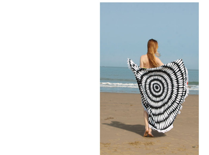 White Black Circle Design Round Beach Towel OEM Supplier Bath Towel Shawl for Wholesale White Black Circle Design Round Beach Towel OEM Supplier Bath Towel Shawl for Wholesale