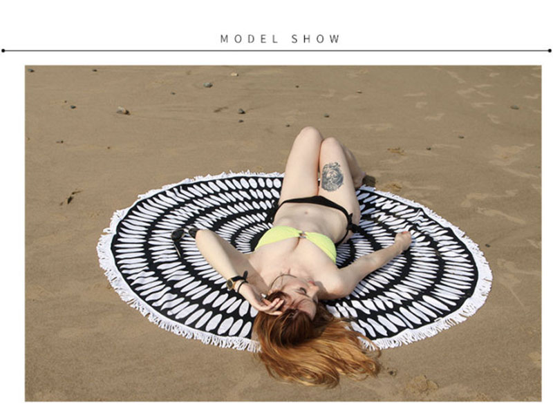 White Black Circle Design Round Beach Towel OEM Supplier Bath Towel Shawl for Wholesale White Black Circle Design Round Beach Towel OEM Supplier Bath Towel Shawl for Wholesale