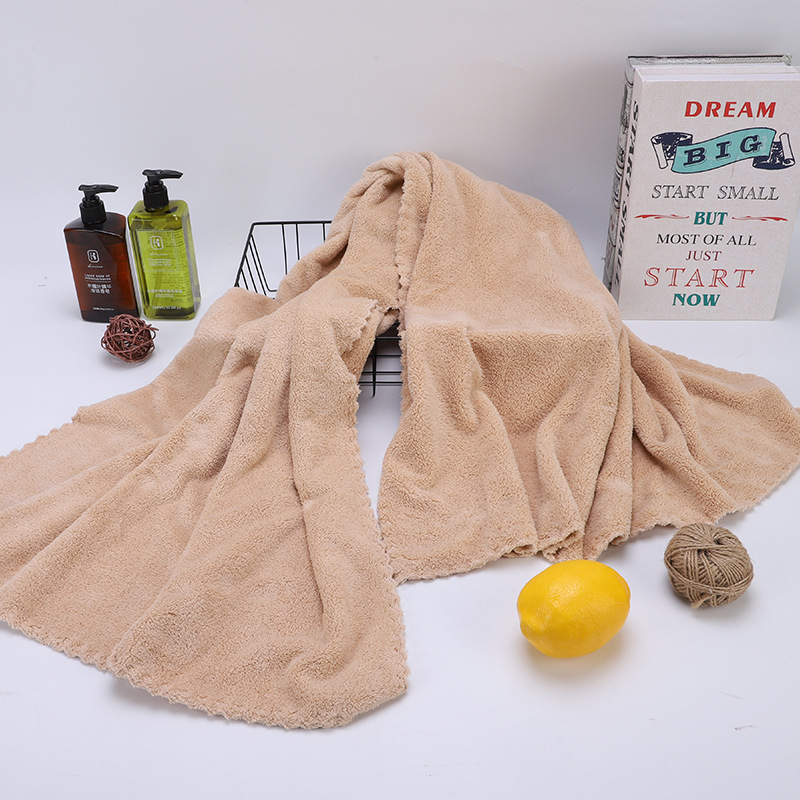 70 * 140cm High Density Coral Fleece Bath Towel Adult Thickened Trimming Bath Towel Couple Beach Towel Customizable Logo
