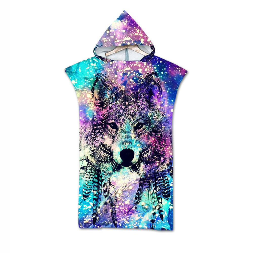 Factory Direct Sales Adult Bath Towel Beach Towel Cape Cloak Geometric Printing Hooded Bath Towel Wholesale Graphic Customization