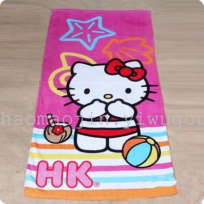 Factory direct 60*120 cotton active printing KT cat beach towel cartoon bath towel made to order Factory direct 60*120 cotton active printing KT cat beach towel cartoon bath towel made to order