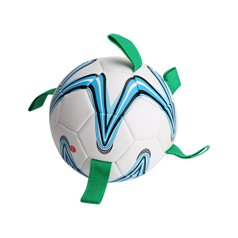 Factory Supply 19cm Diameter Pu Material Interactive Pet Dog Outdoor Toy Ball Pet Training Belt Rope Football
