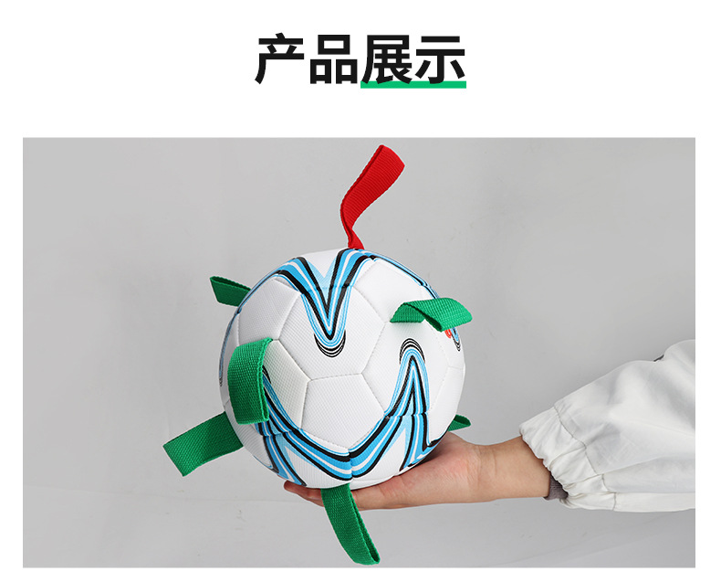 Factory Supply 19cm Diameter Pu Material Interactive Pet Dog Outdoor Toy Ball Pet Training Belt Rope Football