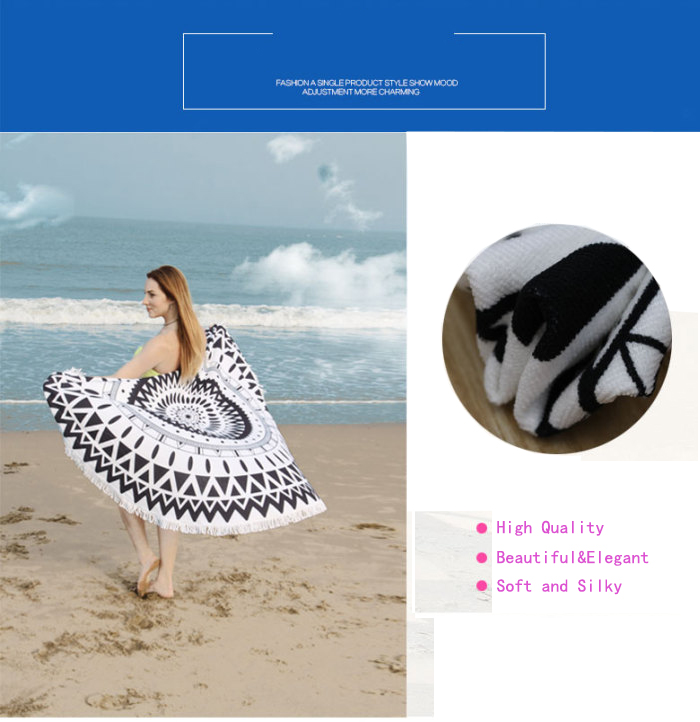 150cm Round Beach Towel Microfiber Blanket Oversize Shawl Yoga Mat with Fringe Tassel 150cm Round Beach Towel Microfiber Blanket Oversize Shawl Yoga Mat with Fringe Tassel