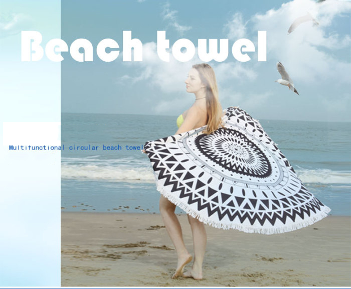 150cm Round Beach Towel Microfiber Blanket Oversize Shawl Yoga Mat with Fringe Tassel 150cm Round Beach Towel Microfiber Blanket Oversize Shawl Yoga Mat with Fringe Tassel