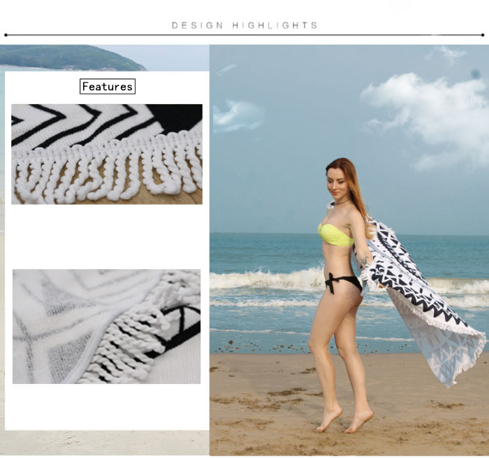 150cm Round Beach Towel Microfiber Blanket Oversize Shawl Yoga Mat with Fringe Tassel 150cm Round Beach Towel Microfiber Blanket Oversize Shawl Yoga Mat with Fringe Tassel