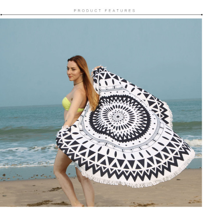 150cm Round Beach Towel Microfiber Blanket Oversize Shawl Yoga Mat with Fringe Tassel 150cm Round Beach Towel Microfiber Blanket Oversize Shawl Yoga Mat with Fringe Tassel