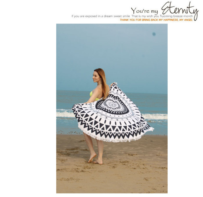 150cm Round Beach Towel Microfiber Blanket Oversize Shawl Yoga Mat with Fringe Tassel 150cm Round Beach Towel Microfiber Blanket Oversize Shawl Yoga Mat with Fringe Tassel
