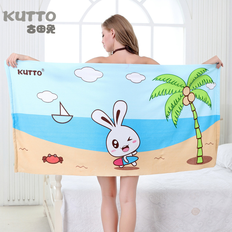 Printed Beach Towel Quick-Drying Microfiber Customized Big Towel 140*70 Swimming Adult Bath Towel Wholesale Cross-Border