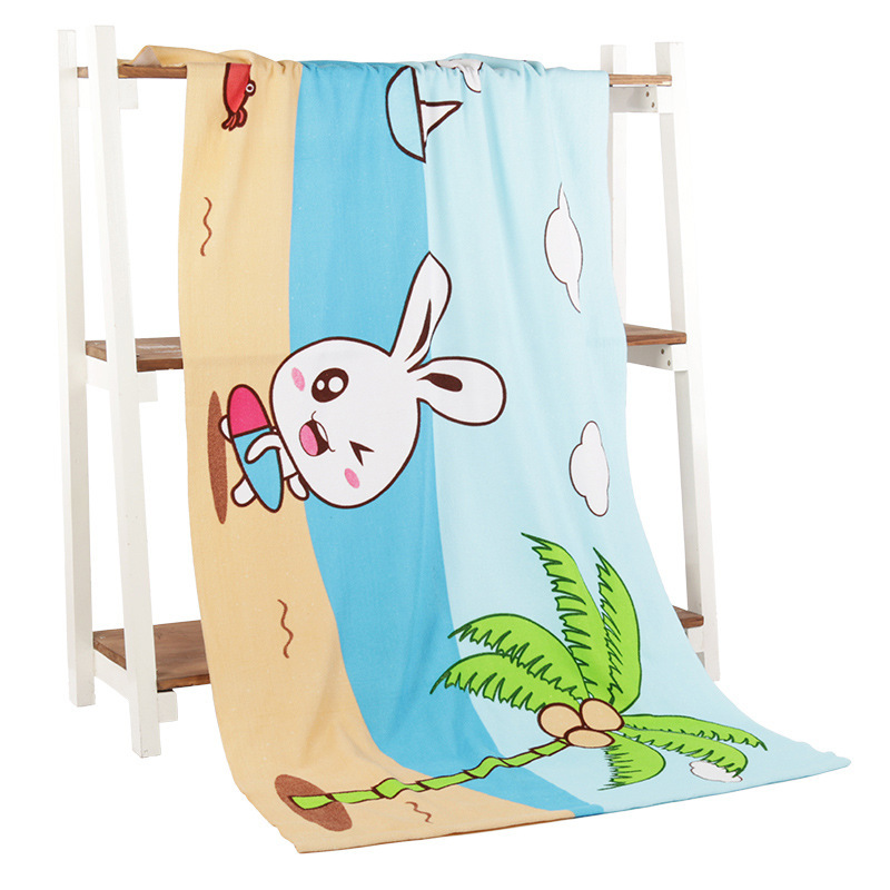 Printed Beach Towel Quick-Drying Microfiber Customized Big Towel 140*70 Swimming Adult Bath Towel Wholesale Cross-Border