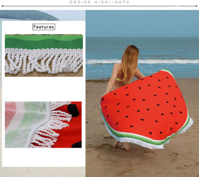 Hot Sale Active Printing Watermelon Round Beach Towel Microfiber Blanket with Tassel Hot Sale Active Printing Watermelon Round Beach Towel Microfiber Blanket with Tassel