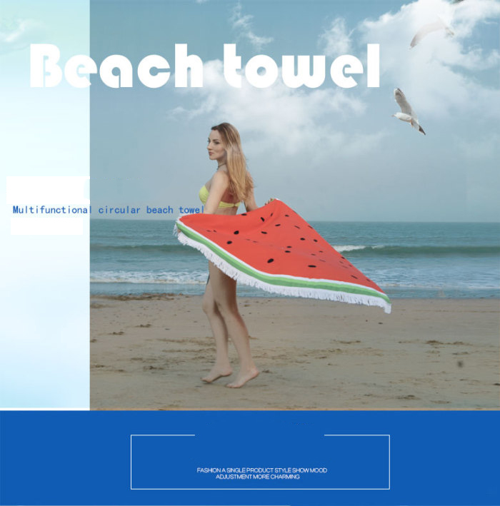 Hot Sale Active Printing Watermelon Round Beach Towel Microfiber Blanket with Tassel Hot Sale Active Printing Watermelon Round Beach Towel Microfiber Blanket with Tassel