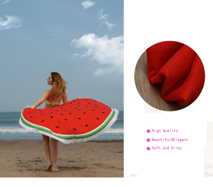 Hot Sale Active Printing Watermelon Round Beach Towel Microfiber Blanket with Tassel Hot Sale Active Printing Watermelon Round Beach Towel Microfiber Blanket with Tassel