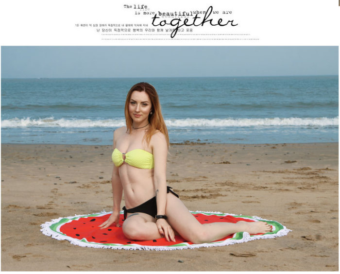 Hot Sale Active Printing Watermelon Round Beach Towel Microfiber Blanket with Tassel Hot Sale Active Printing Watermelon Round Beach Towel Microfiber Blanket with Tassel