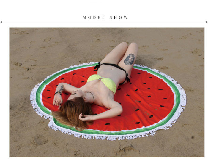Hot Sale Active Printing Watermelon Round Beach Towel Microfiber Blanket with Tassel Hot Sale Active Printing Watermelon Round Beach Towel Microfiber Blanket with Tassel