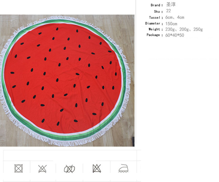 Hot Sale Active Printing Watermelon Round Beach Towel Microfiber Blanket with Tassel Hot Sale Active Printing Watermelon Round Beach Towel Microfiber Blanket with Tassel